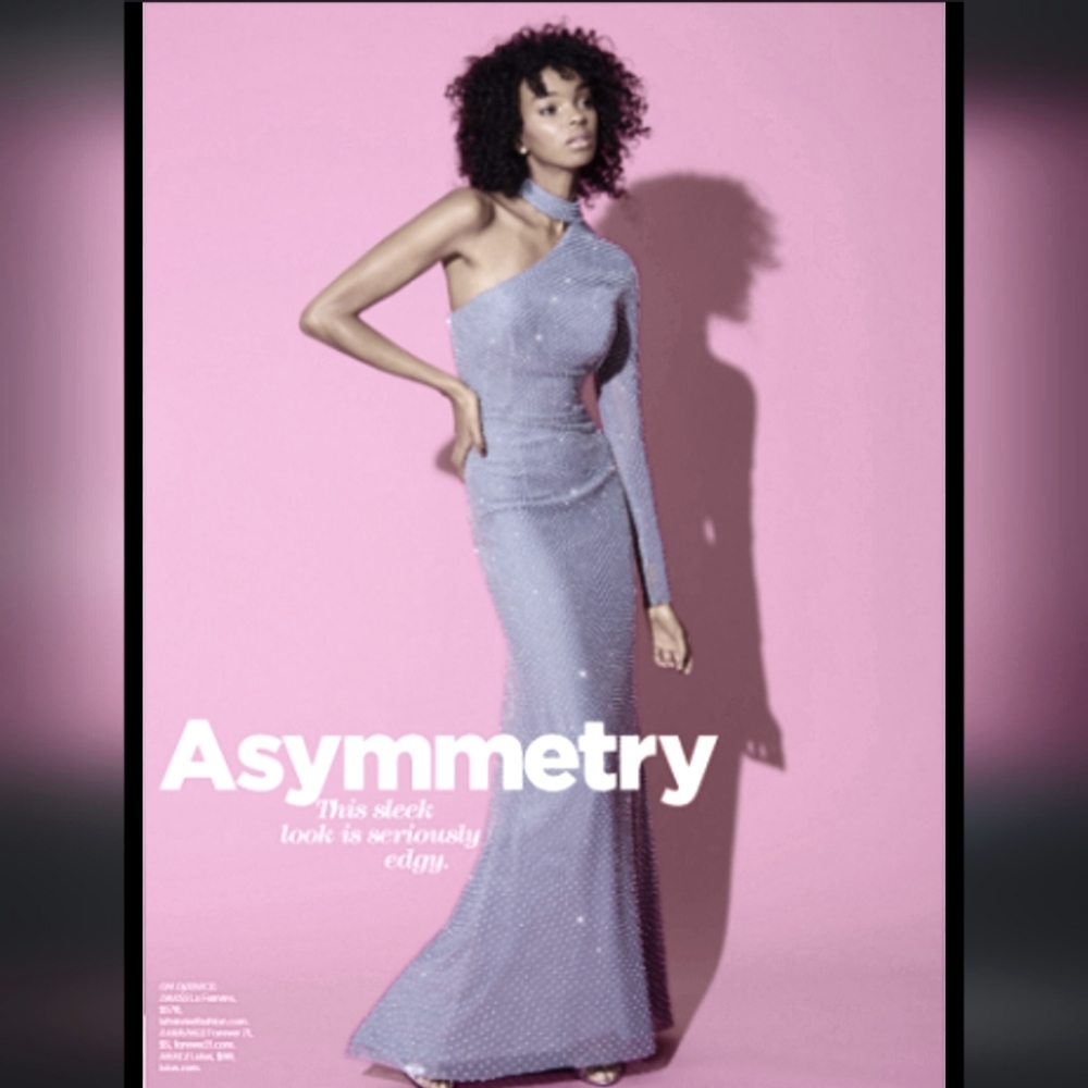 La Femme Formal Event Party Maxi Dress Gunmetal Beaded Disco Gown Silver Small 4